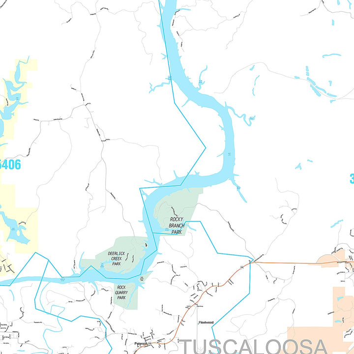 Premium Style Wall Map of Tuscaloosa, AL