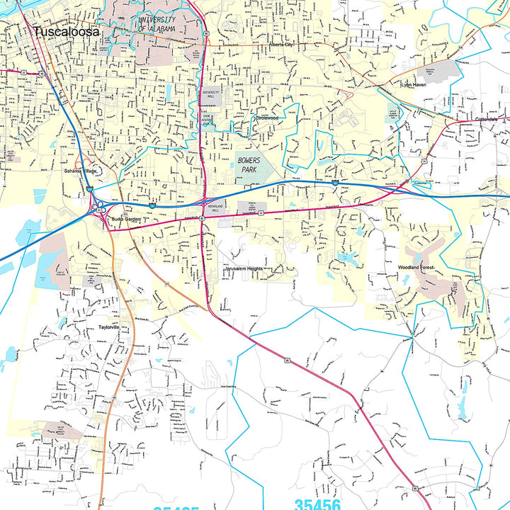 Premium Style Wall Map of Tuscaloosa, AL