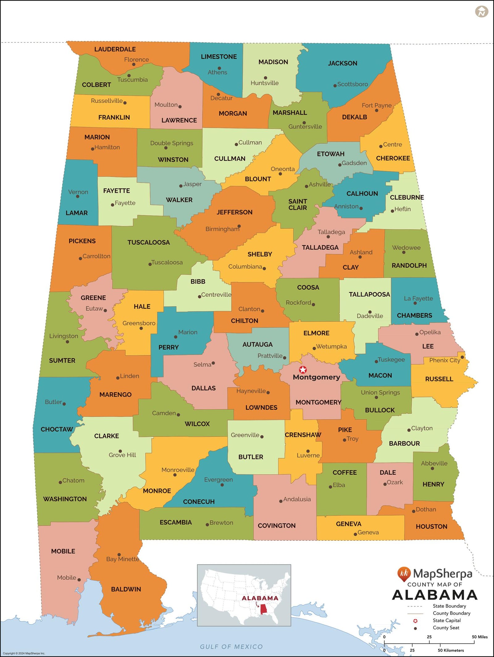 Alabama Counties Map