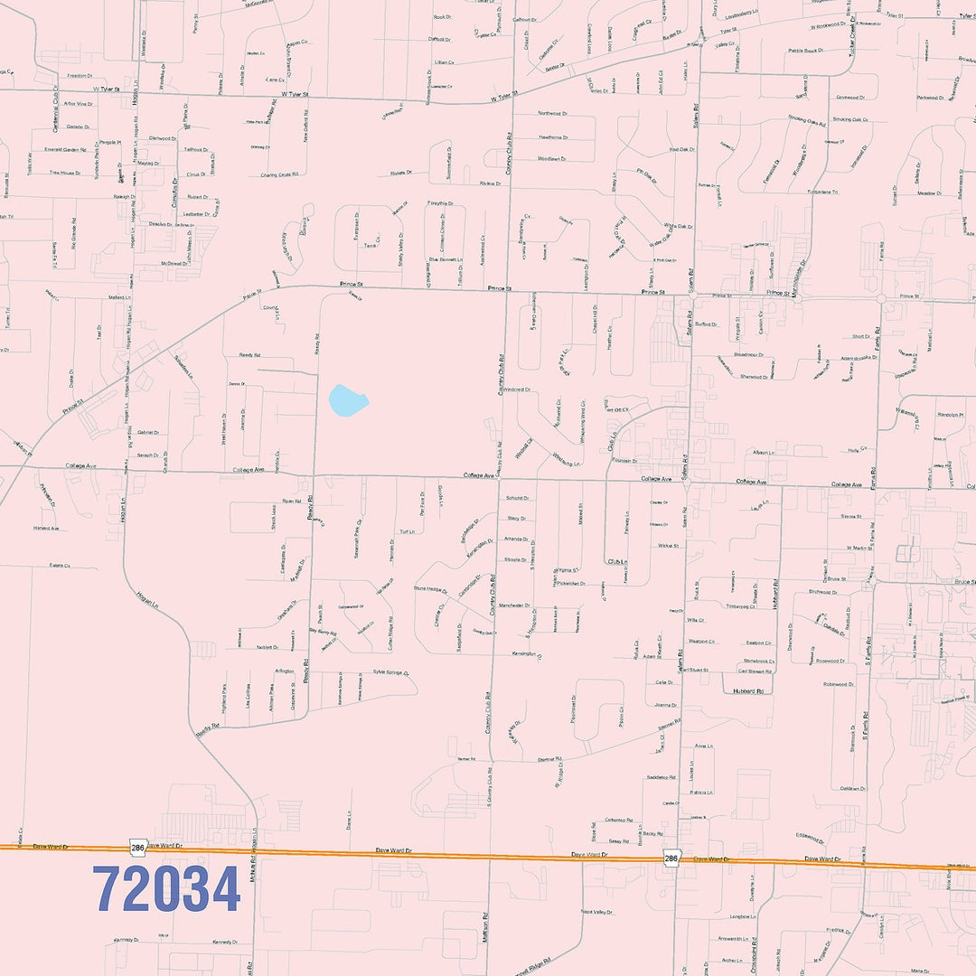 Color Cast Zip Code Style Wall Map of Conway, AR
