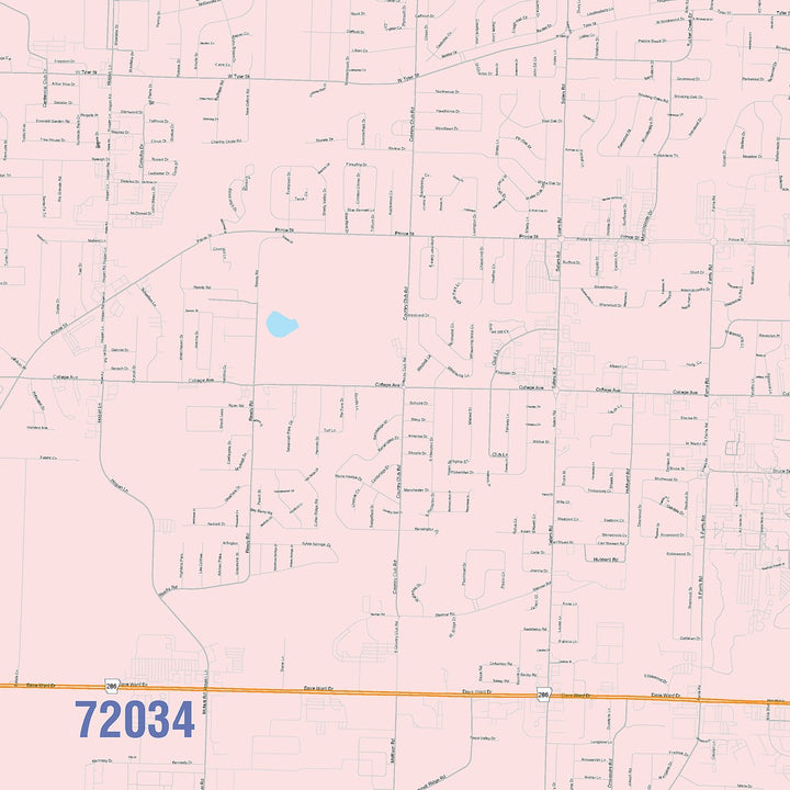 Color Cast Zip Code Style Wall Map of Conway, AR