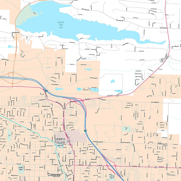 Premium Style Wall Map of Conway, AR