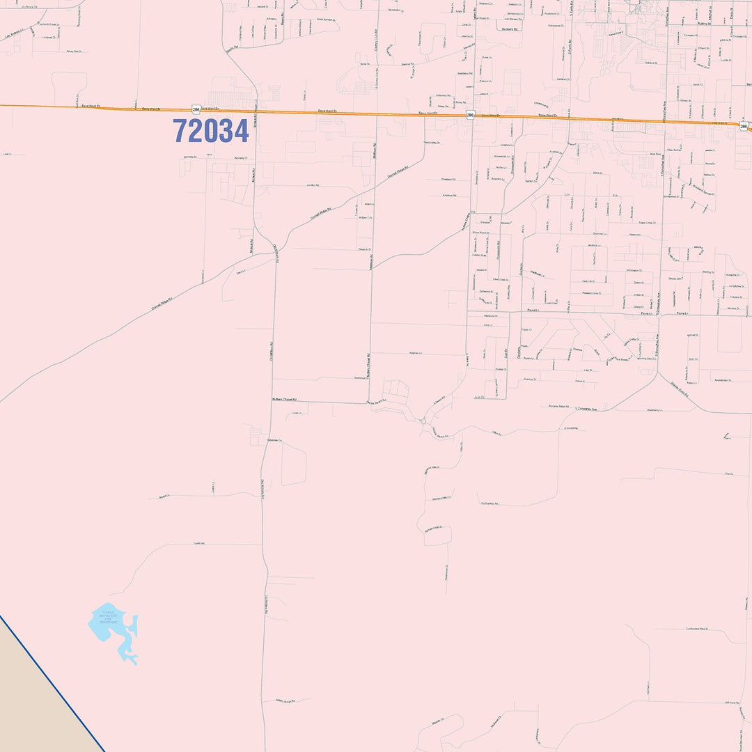 Color Cast Zip Code Style Wall Map of Conway, AR