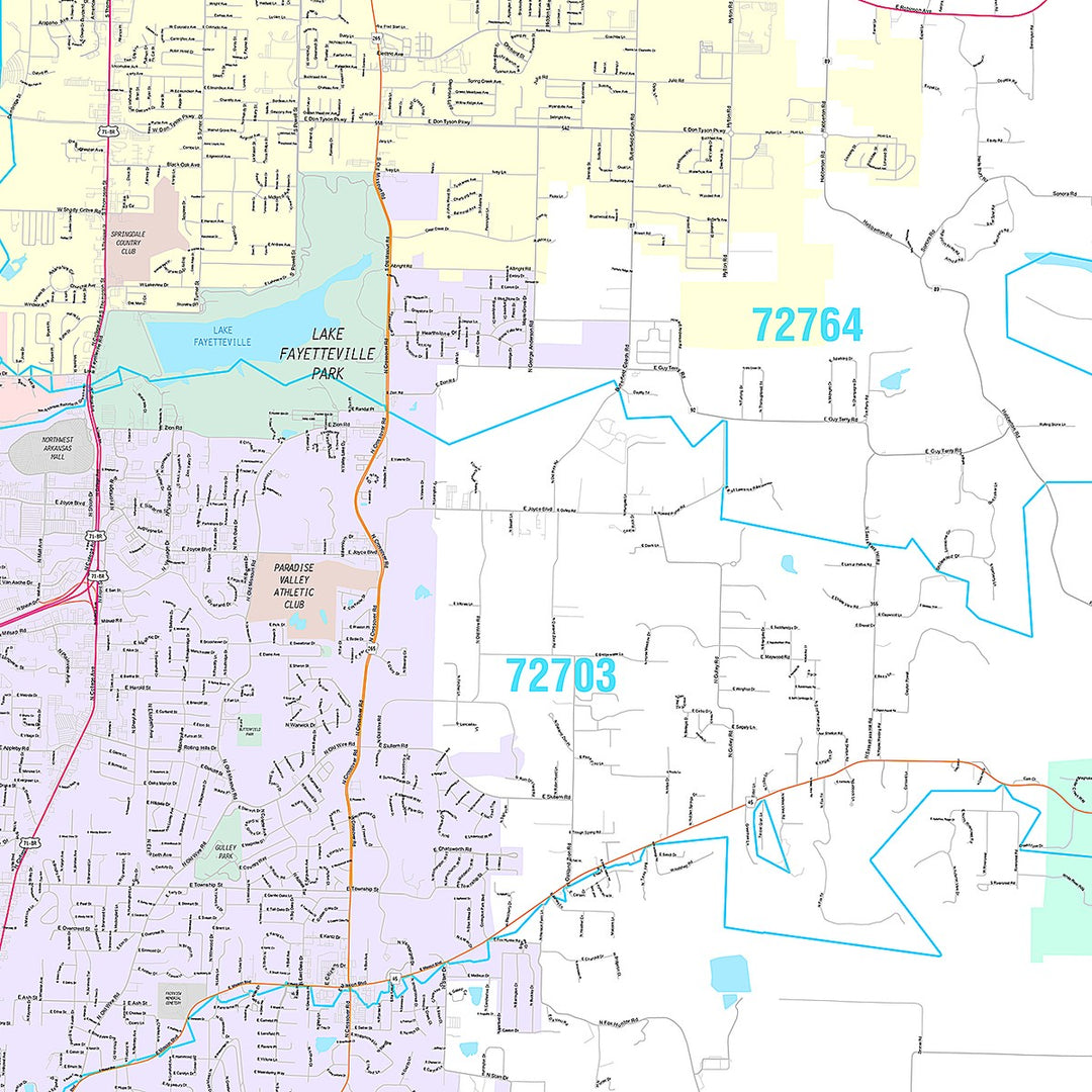 Premium Style Wall Map of Fayetteville, AR