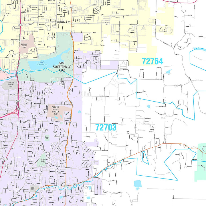 Premium Style Wall Map of Fayetteville, AR