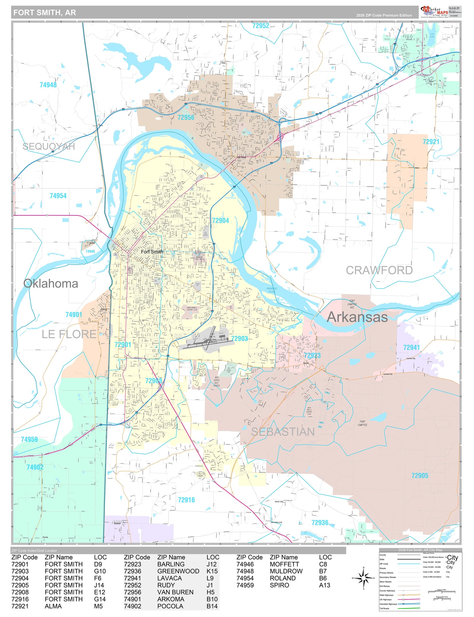 Premium Style Wall Map of Fort Smith, AR
