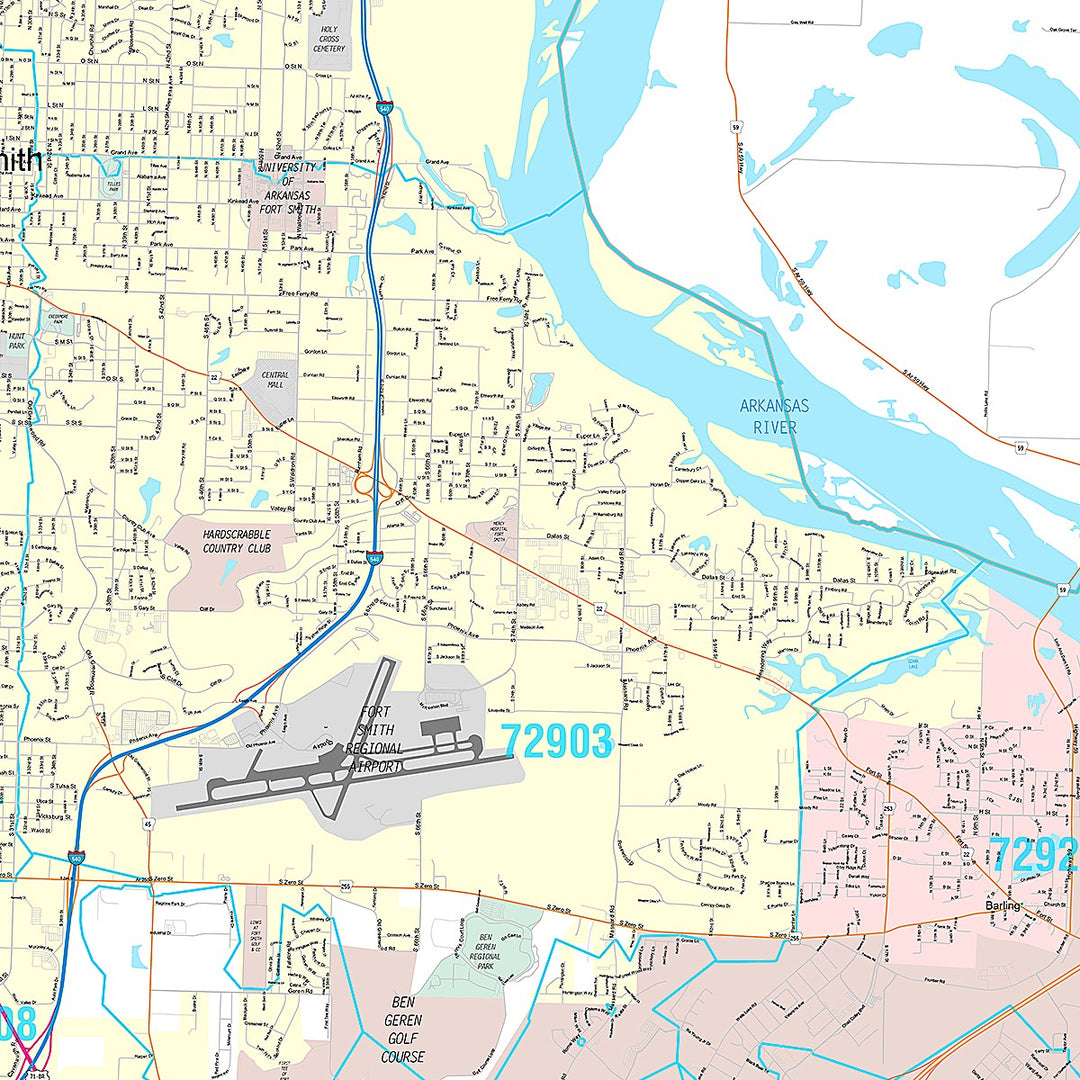 Premium Style Wall Map of Fort Smith, AR