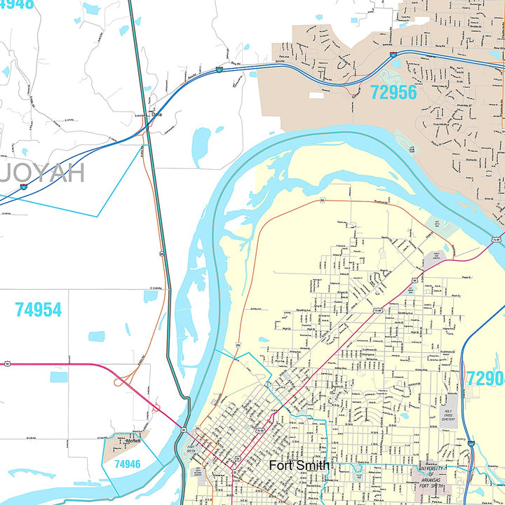 Premium Style Wall Map of Fort Smith, AR