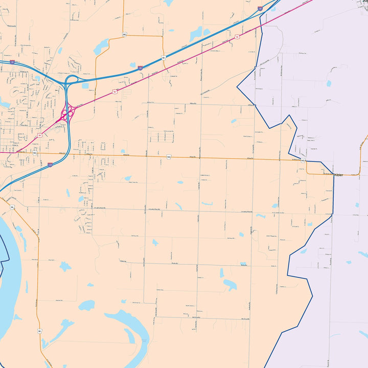 Color Cast Zip Code Style Wall Map of Fort Smith, AR