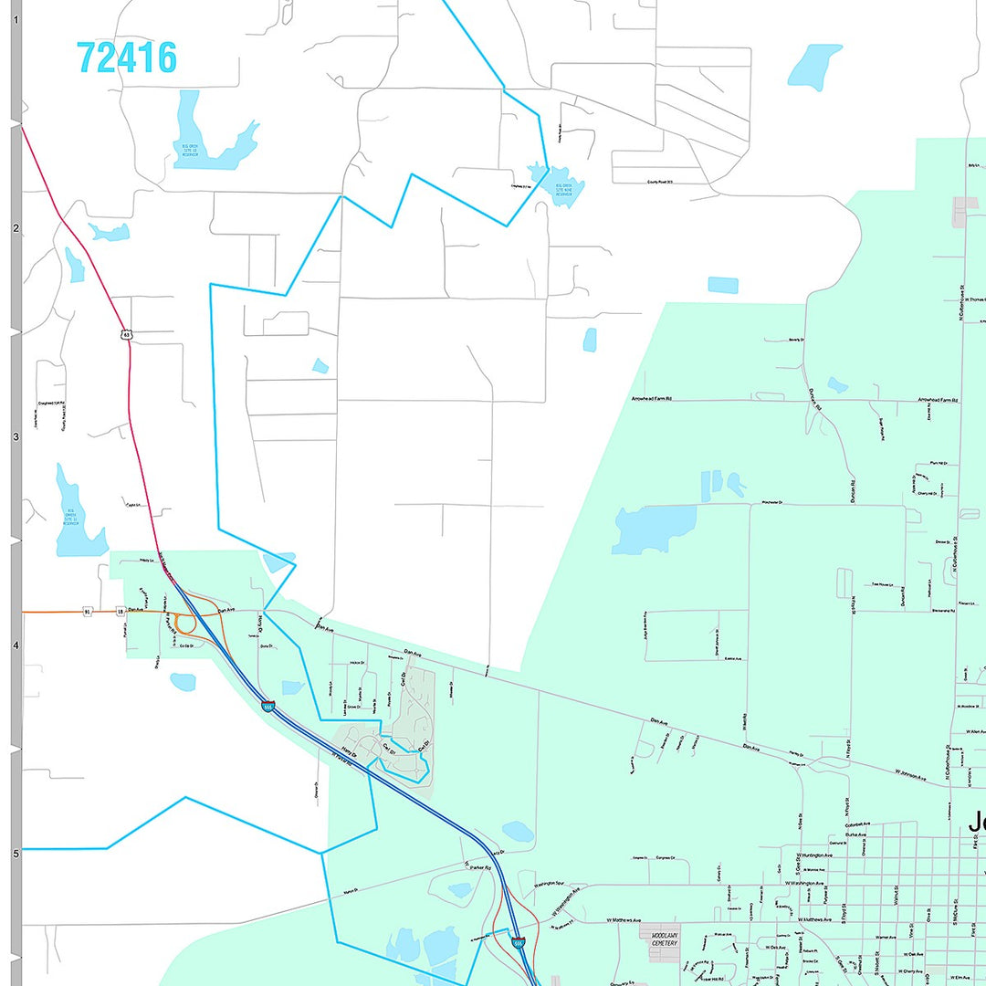 Premium Style Wall Map of Jonesboro, AR