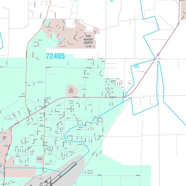 Premium Style Wall Map of Jonesboro, AR