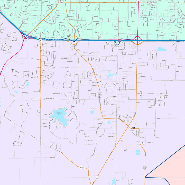 Color Cast Zip Code Style Wall Map of Jonesboro, AR