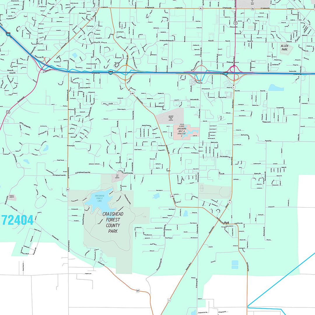 Premium Style Wall Map of Jonesboro, AR