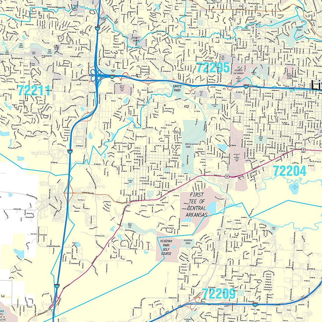 Premium Style Wall Map of Little Rock AR
