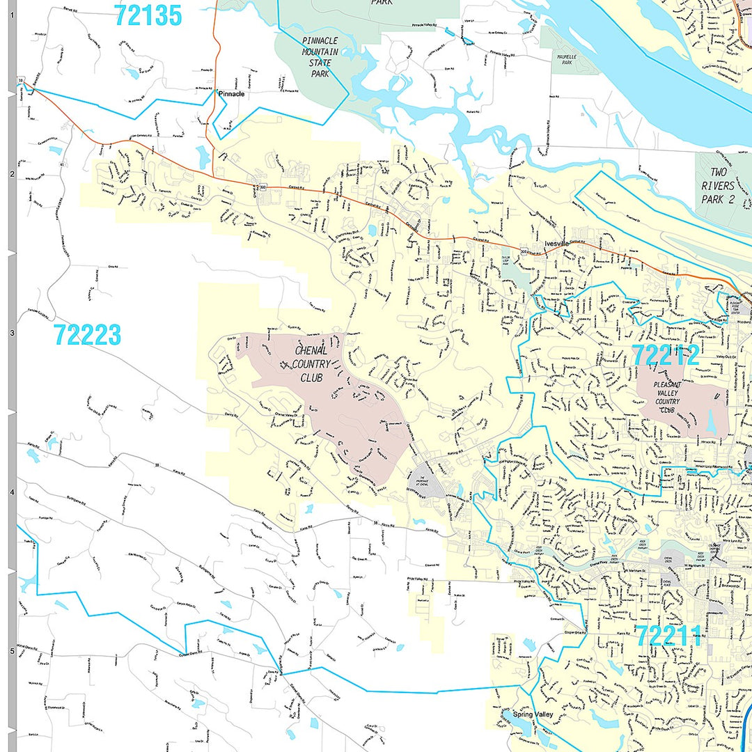 Premium Style Wall Map of Little Rock AR