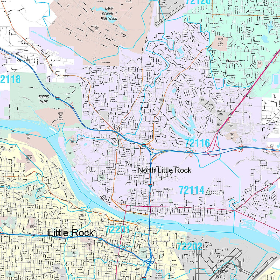 Premium Style Wall Map of Little Rock AR