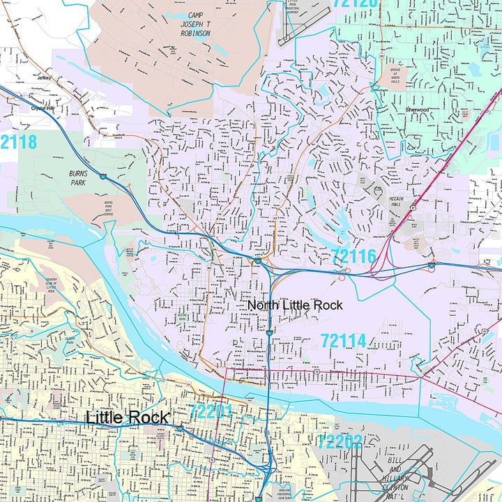 Premium Style Wall Map of Little Rock AR