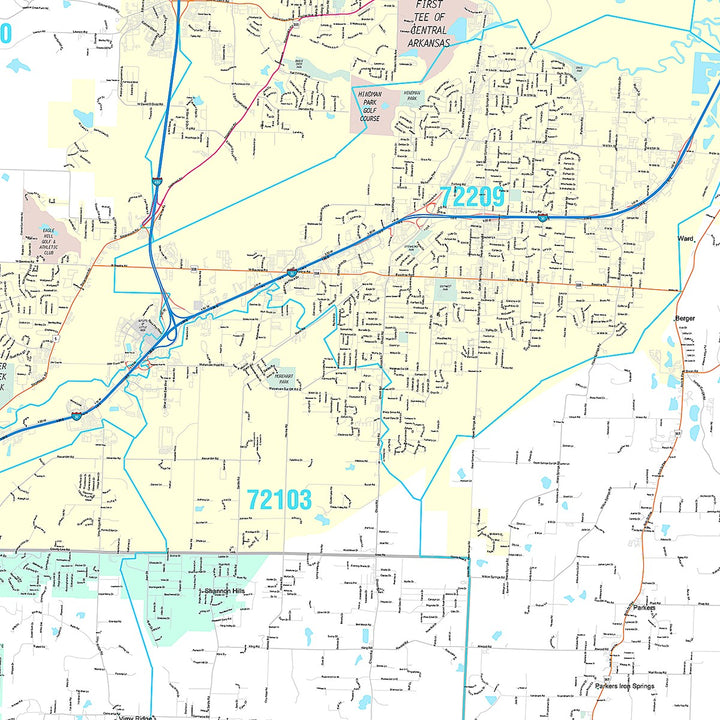 Premium Style Wall Map of Little Rock AR