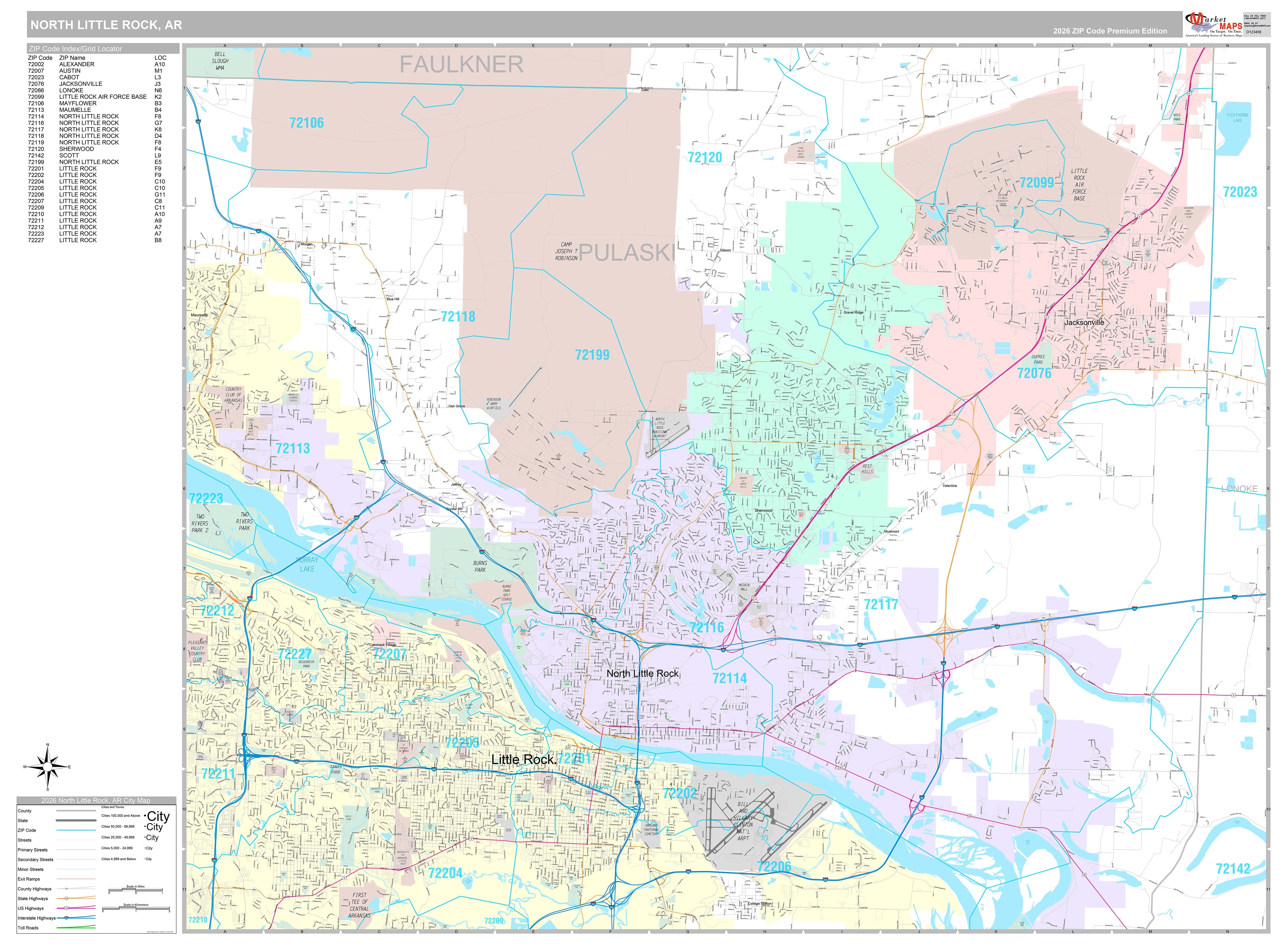 Premium Style Wall Map of North Little Rock, AR – American Map Store