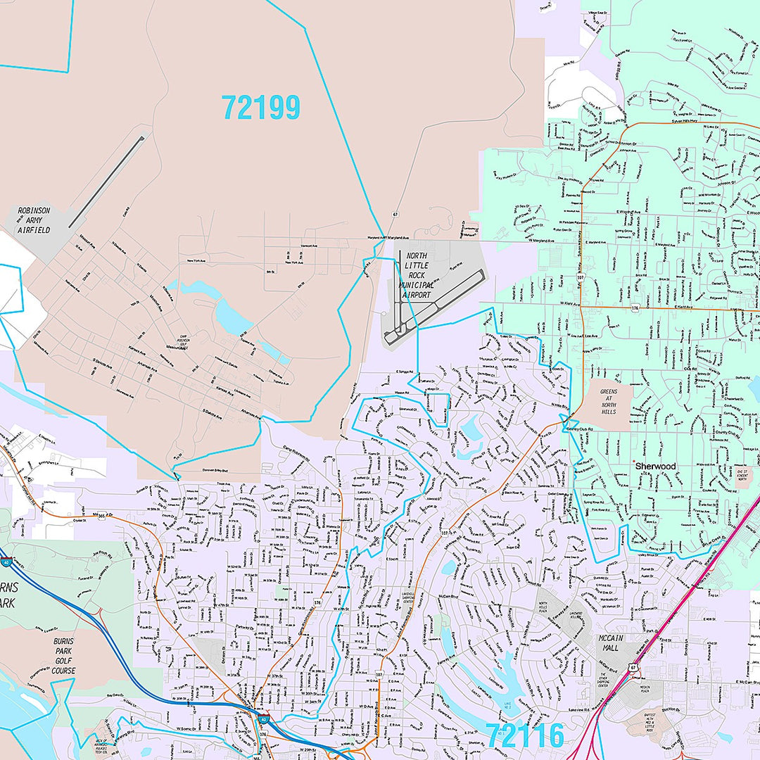 Premium Style Wall Map of North Little Rock, AR