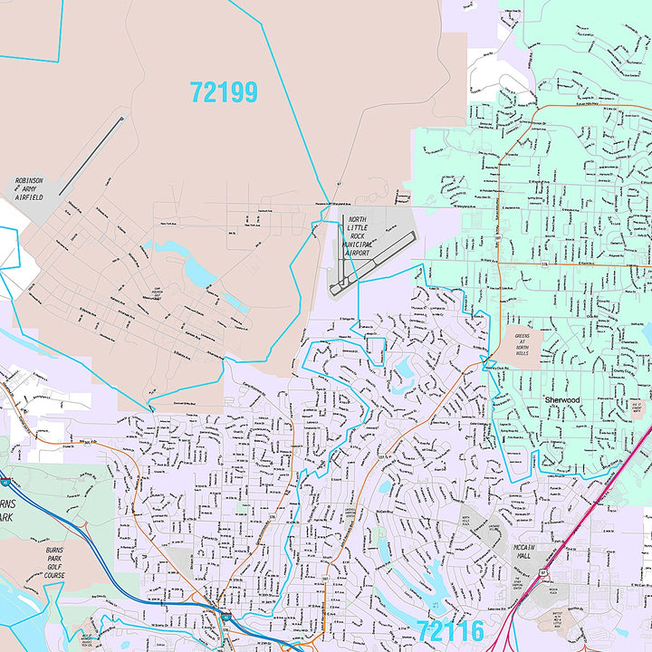 Premium Style Wall Map of North Little Rock, AR