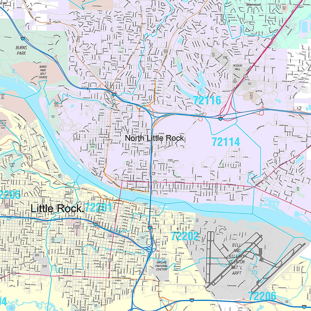 Premium Style Wall Map of North Little Rock, AR
