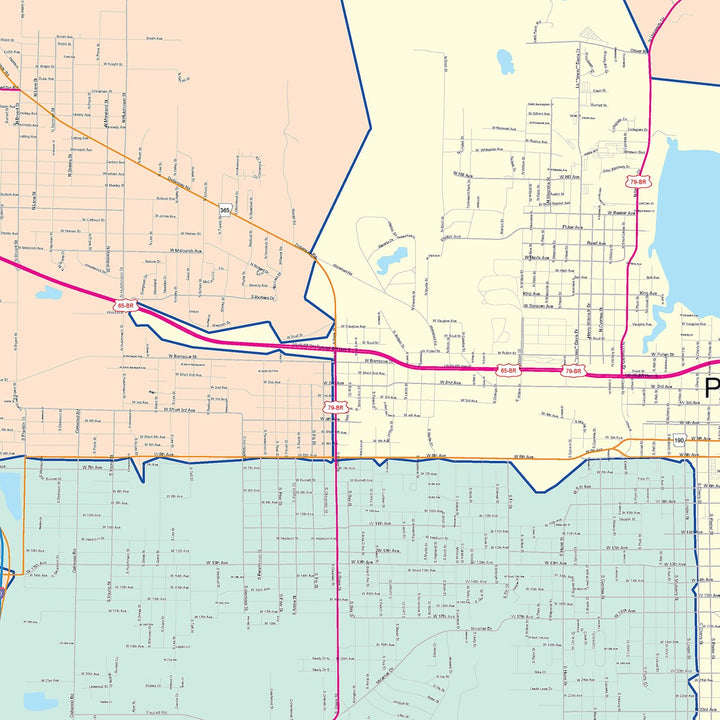 Color Cast Zip Code Style Wall Map of Pine Bluff, AR