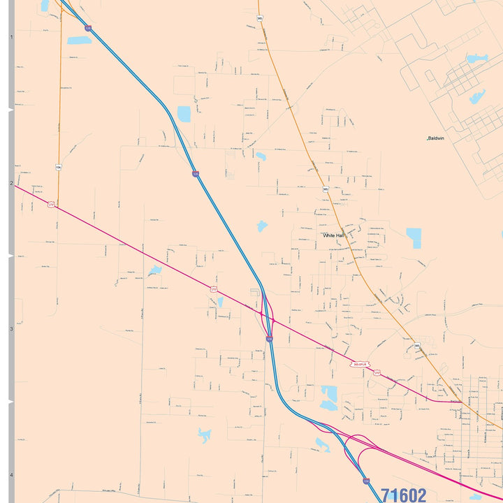 Color Cast Zip Code Style Wall Map of Pine Bluff, AR