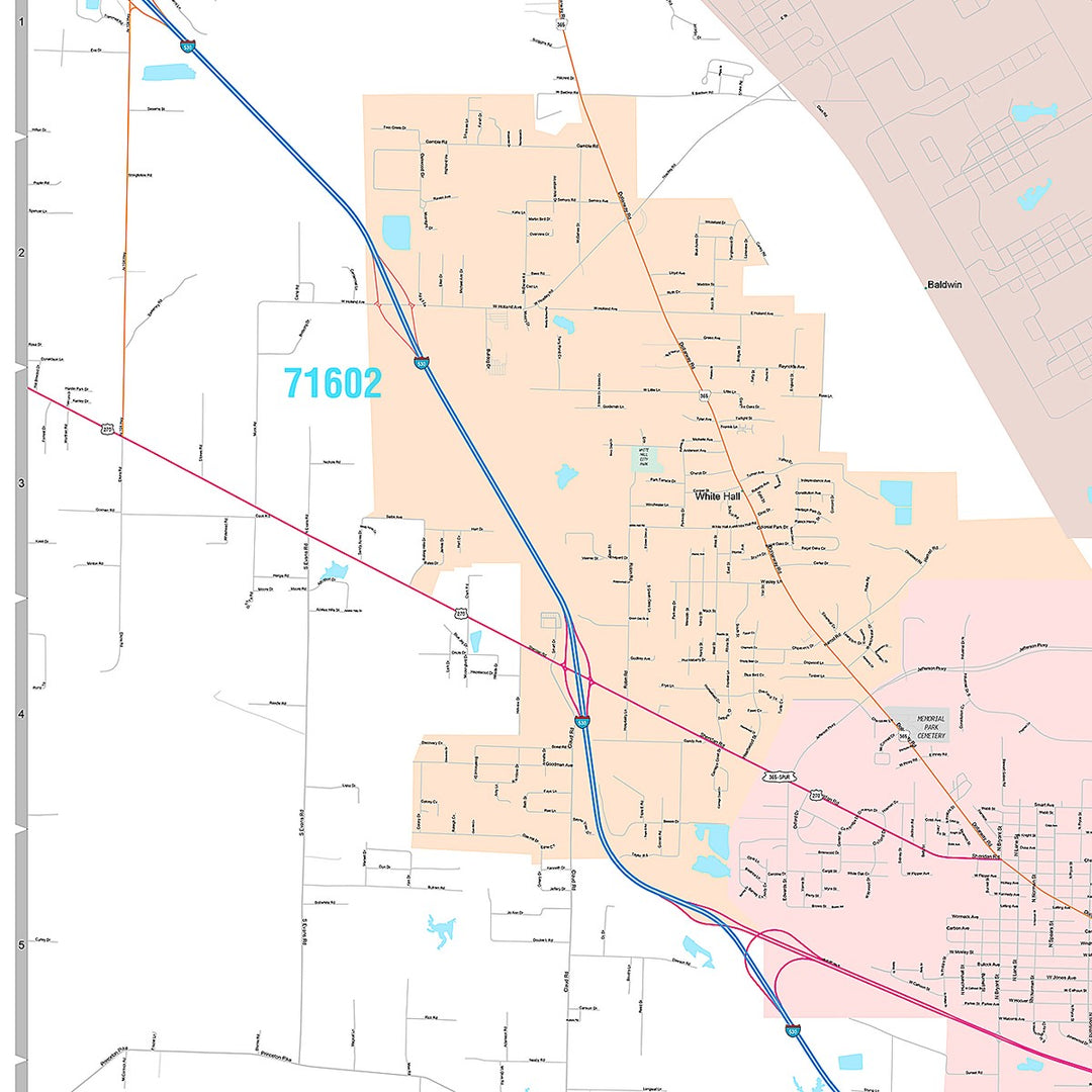 Premium Style Wall Map of Pinebluff, AR