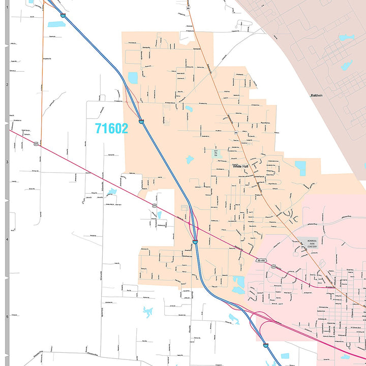 Premium Style Wall Map of Pinebluff, AR