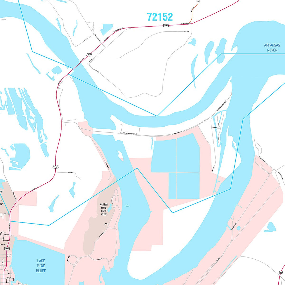 Premium Style Wall Map of Pinebluff, AR
