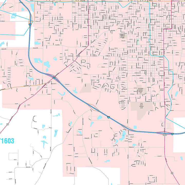 Premium Style Wall Map of Pinebluff, AR