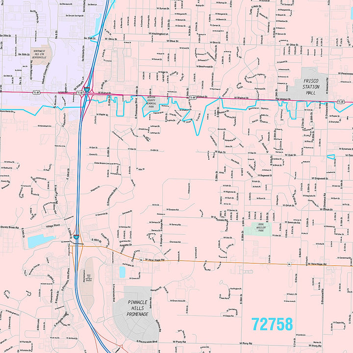 Premium Style Wall Map of Rogers, AR