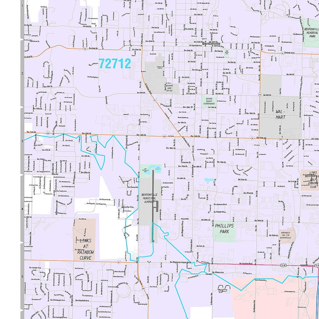 Premium Style Wall Map of Rogers, AR