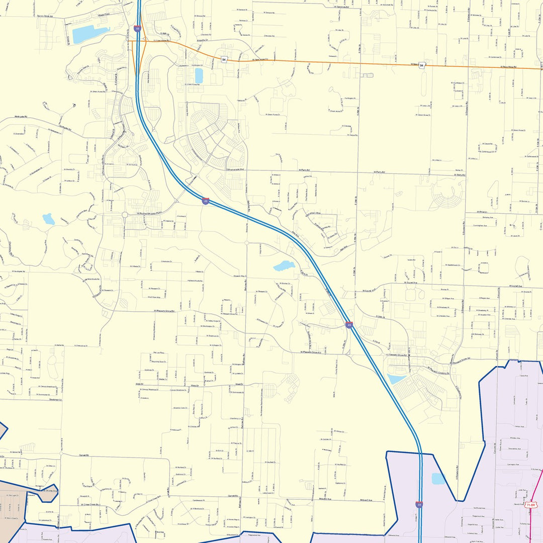 Color Cast Zip Code Style Wall Map of Rogers, AR