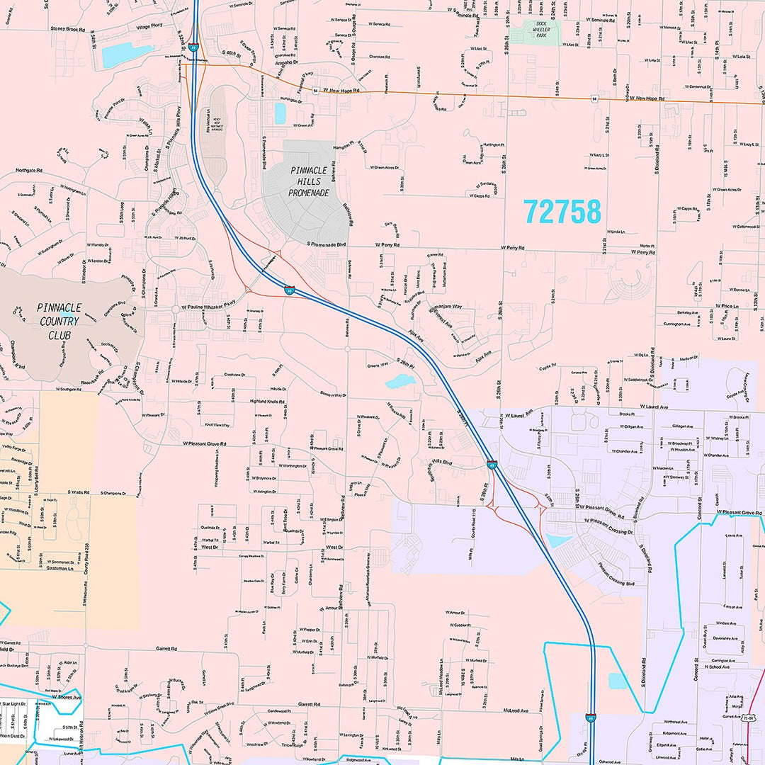 Premium Style Wall Map of Rogers, AR