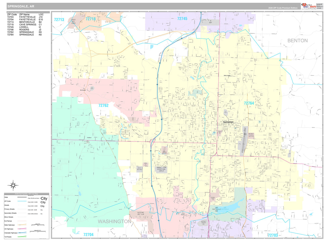 Premium Style Wall Map of Springdale, AR