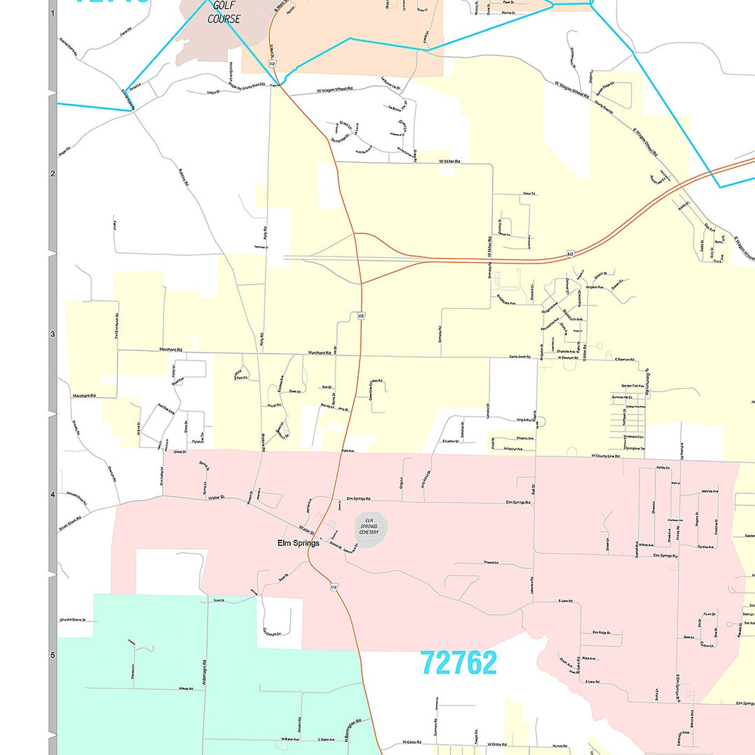 Premium Style Wall Map of Springdale, AR