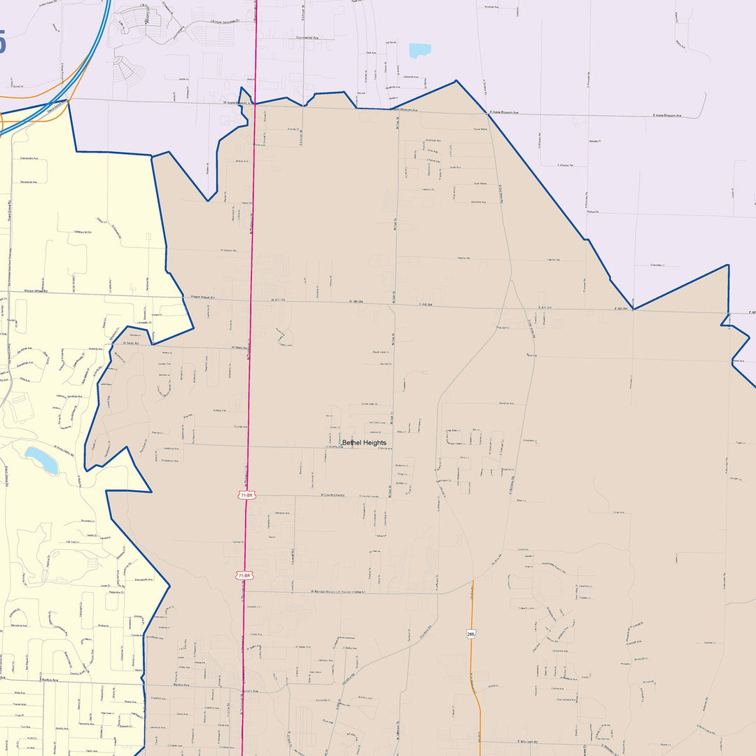 Color Cast Zip Code Style Wall Map of Springdale, AR