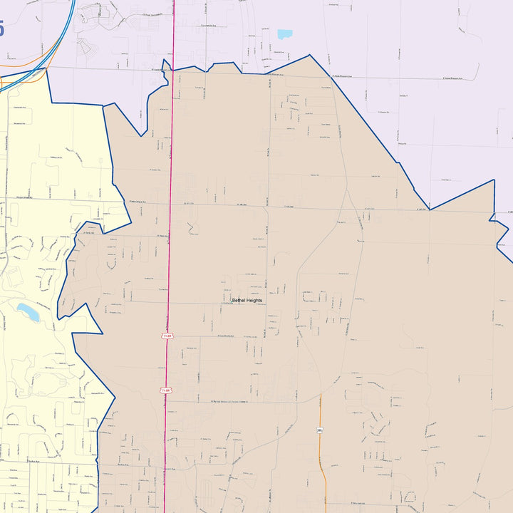Color Cast Zip Code Style Wall Map of Springdale, AR
