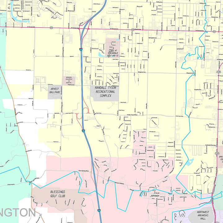Premium Style Wall Map of Springdale, AR