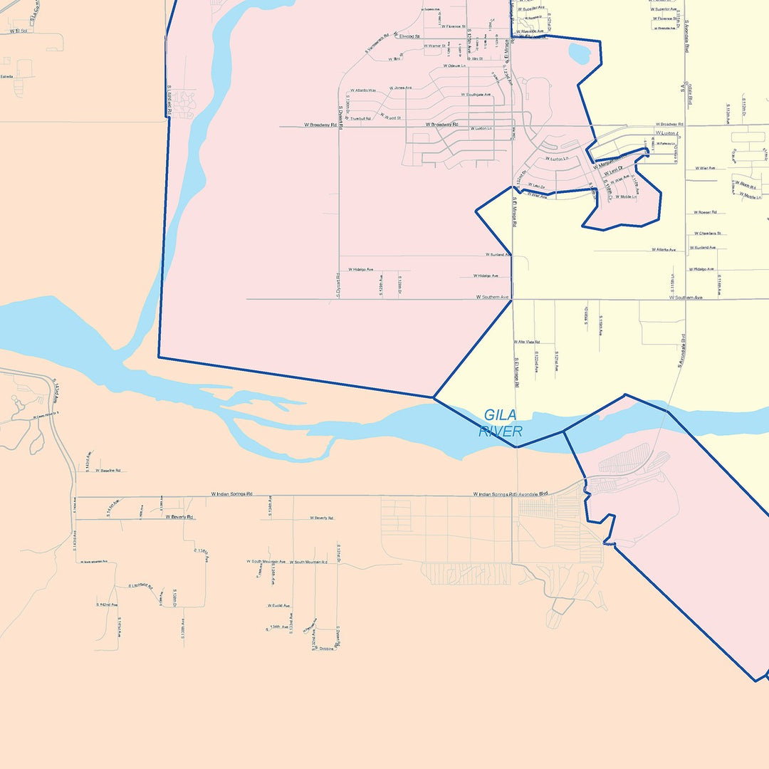 Color Cast Zip Code Style Wall Map of Avondale, AZ