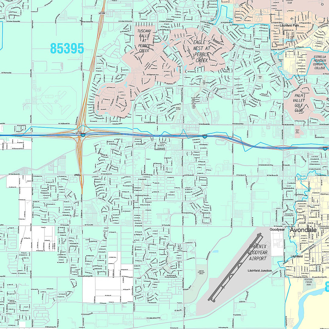 Premium Style Wall Map of Avondale, AZ