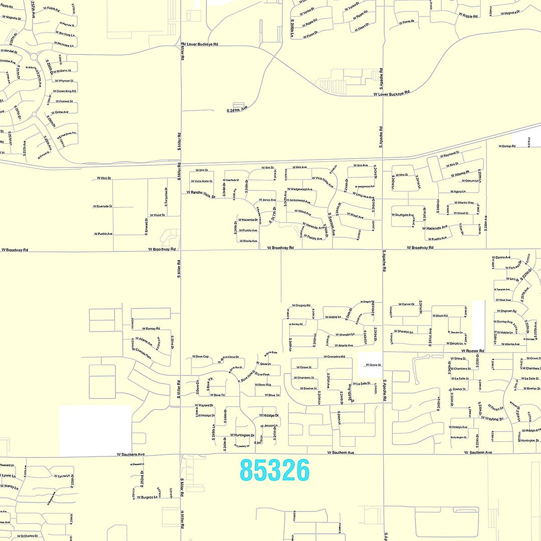 Premium Style Wall Map of Buckeye, AZ