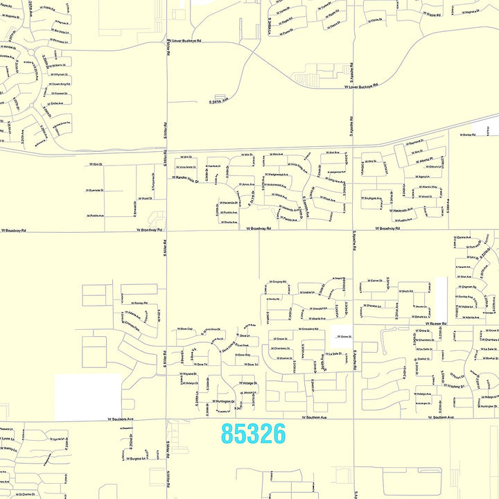 Premium Style Wall Map of Buckeye, AZ