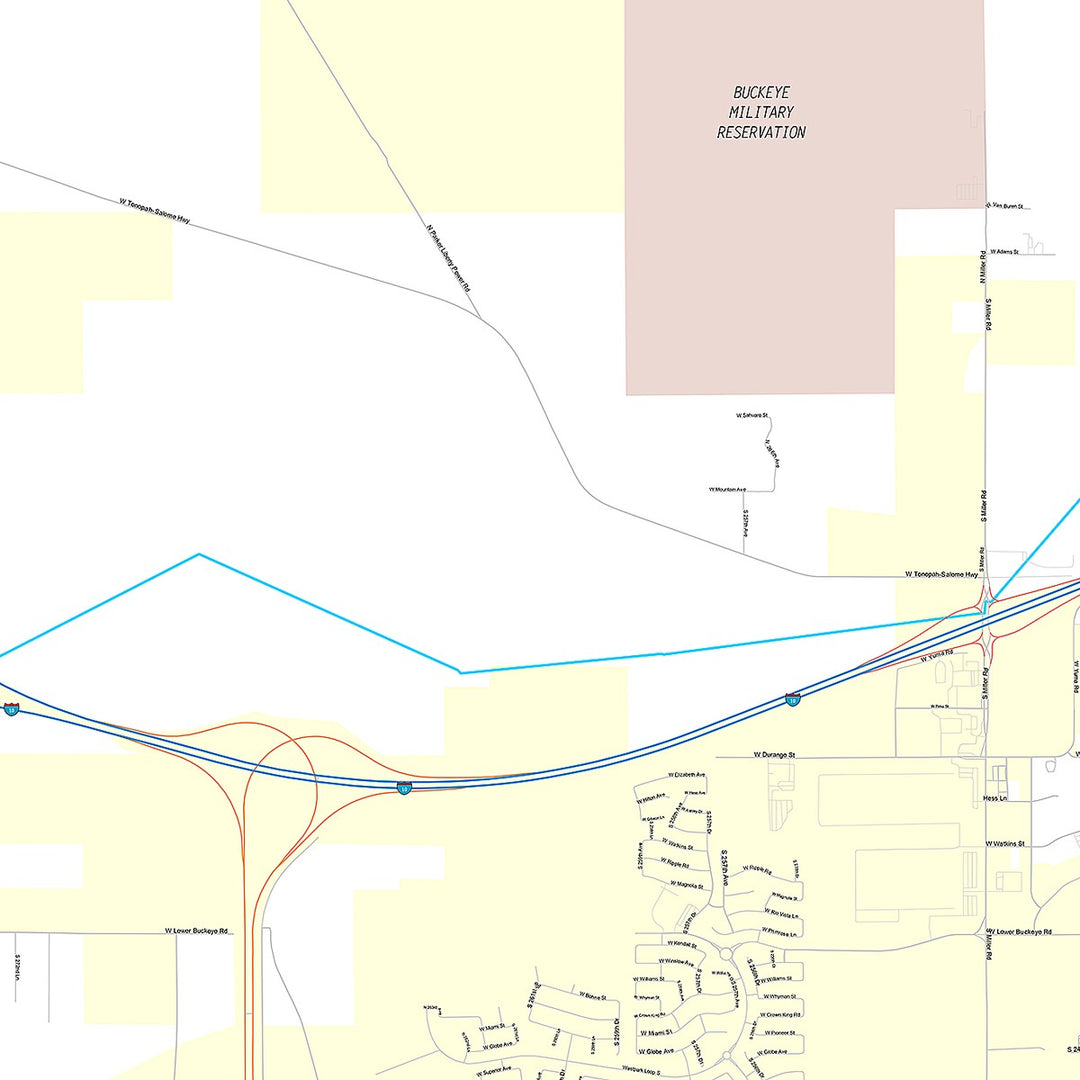Premium Style Wall Map of Buckeye, AZ