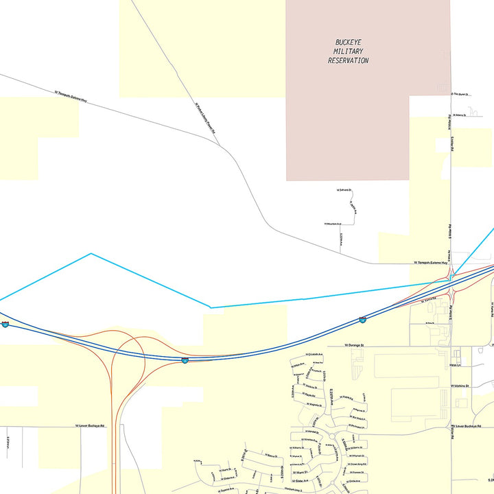 Premium Style Wall Map of Buckeye, AZ