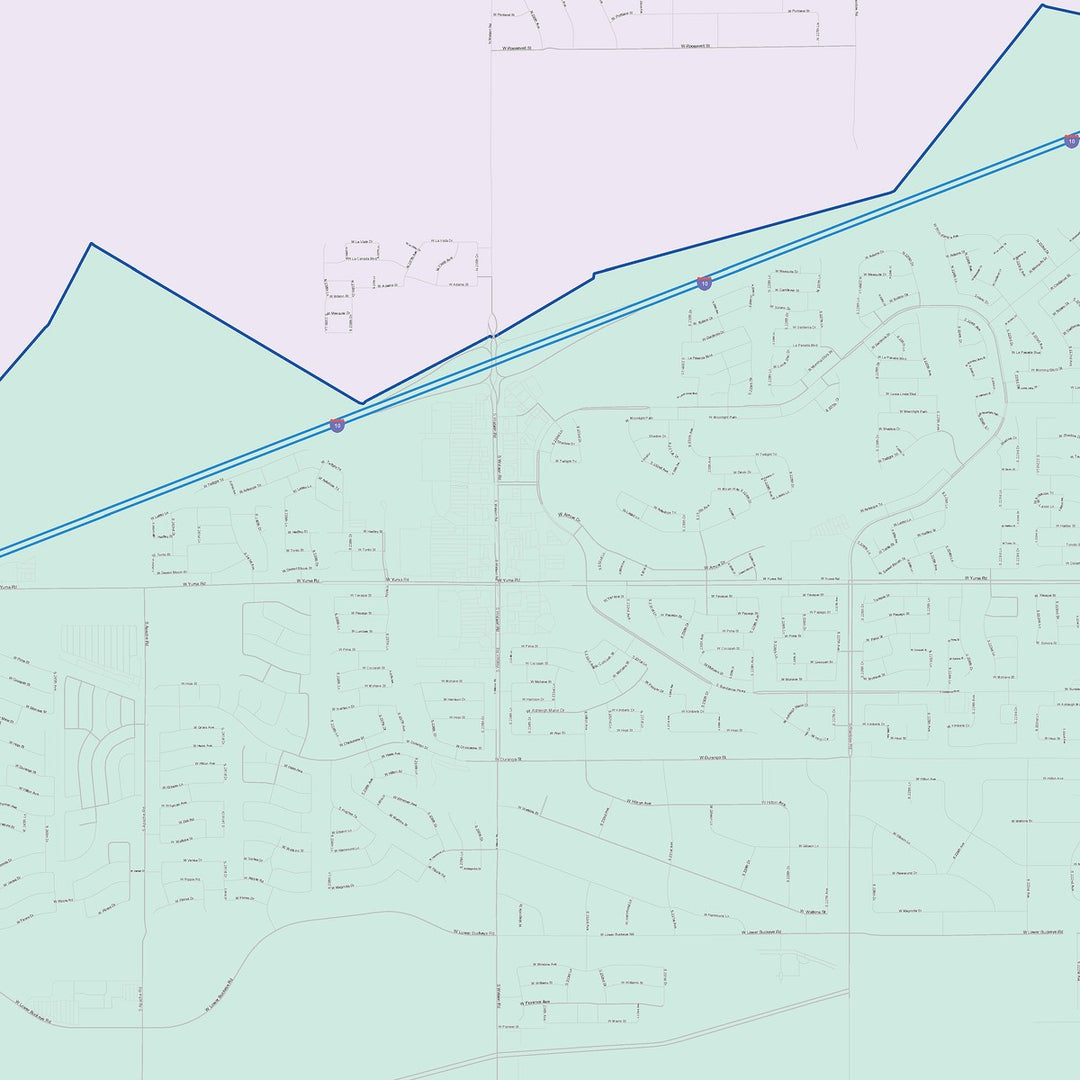 Color Cast Zip Code Style Wall Map of Buckeye, AZ