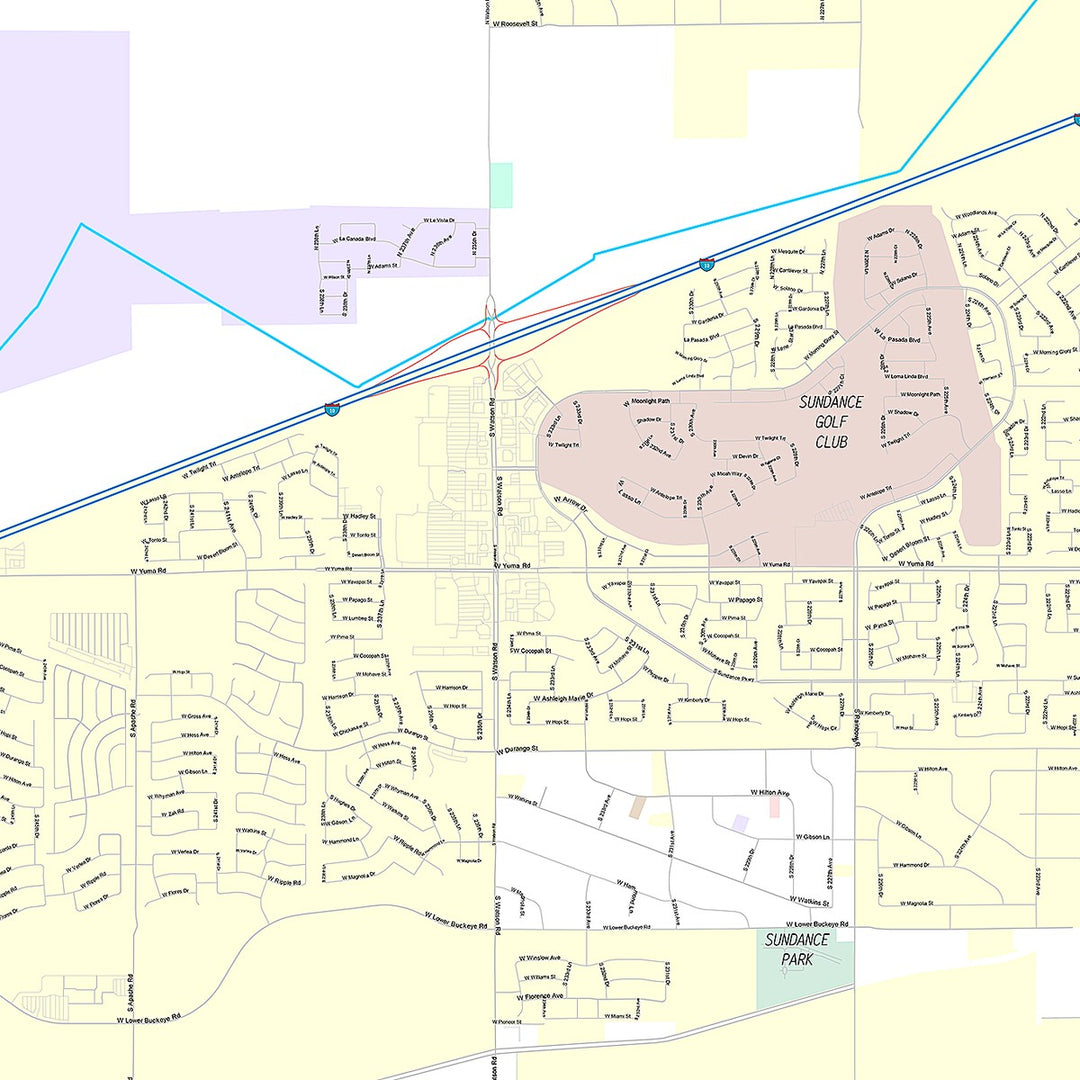 Premium Style Wall Map of Buckeye, AZ