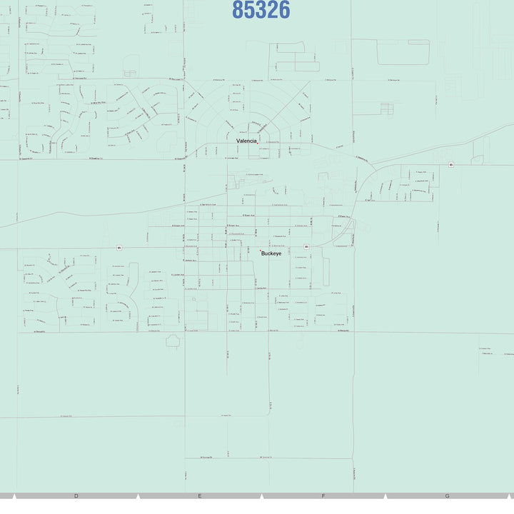 Color Cast Zip Code Style Wall Map of Buckeye, AZ